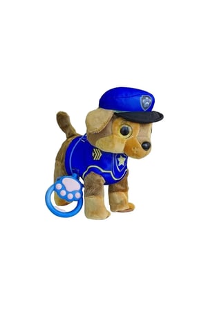 Paw Patrol Köpek Yürüyen, Havlayan Müzikli Tasmalı Kumandalı Peluş Oyuncak Chase Mavi