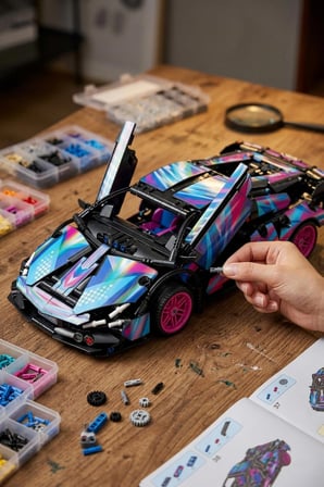 Lego Lamborghini Revuelto Yarış Arabası Cyberpunk Lego Araba Yapı Blok Oyuncak Araba