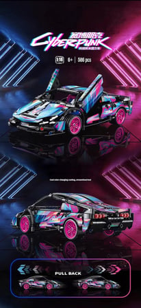 Lego Lamborghini Revuelto Yarış Arabası Cyberpunk Lego Araba Yapı Blok Oyuncak Araba