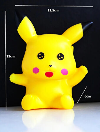 Işıklı Canlı Sarı Renkli Pikachu Figürü pilli Masa Lambası Tatlı Hediye