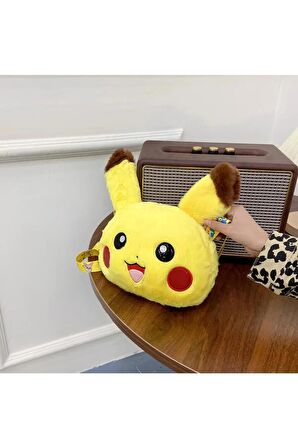 Pikachu Peluş Kadın Çantası El Çantası Günlük Çanta Tablet Çantası Kozmetik Çanta