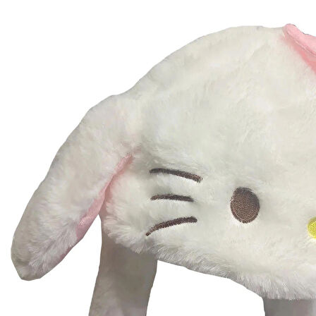 Sanrio Kuromi Hello Kitty Şapka Kulakları Hareket Eden Şapka Işıklı Modlu Peluş Bere Şapka
