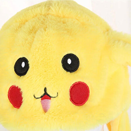 Sanrio Pikaçu Şapka Kulakları Hareket Eden Şapka Işıklı Modlu Peluş Pikachu Şapka Bere Işıklı Şapka