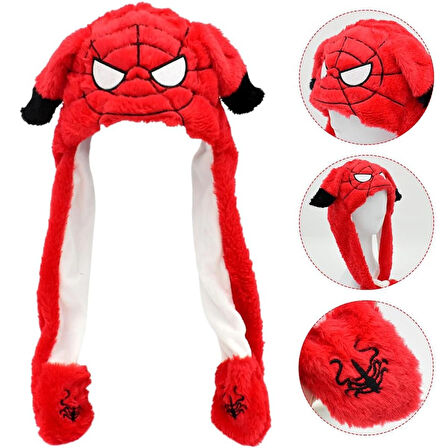 Örümcekadam Şapka Kulakları Hareket Eden Şapka Işıklı Modlu Peluş Ironman Şapka Bere