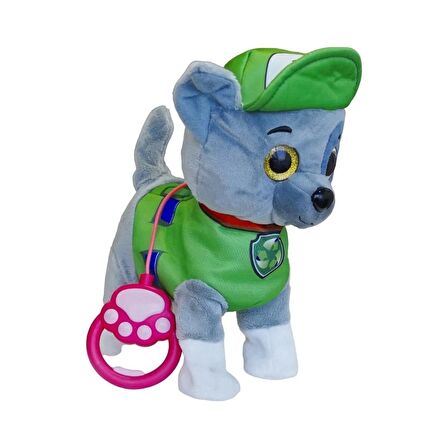 Paw Patrol Köpek Yürüyen, Havlayan Müzikli Tasmalı Kumandalı Peluş Oyuncak,yeşil Renk