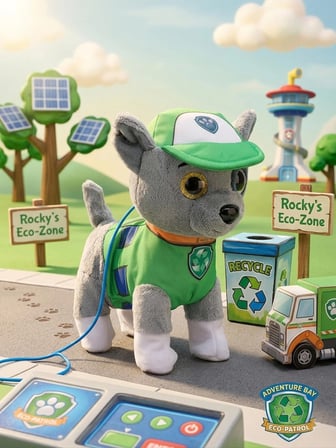 Paw Patrol Köpek Yürüyen, Havlayan Müzikli Tasmalı Kumandalı Peluş Oyuncak Rocky Yeşil