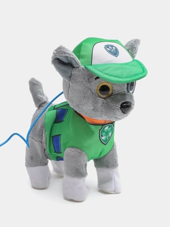 Paw Patrol Köpek Yürüyen, Havlayan Müzikli Tasmalı Kumandalı Peluş Oyuncak Rocky Yeşil
