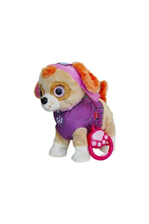 Paw Patrol Köpek Yürüyen, Havlayan Müzikli Tasmalı Kumandalı Peluş Oyuncak Skye Pembe
