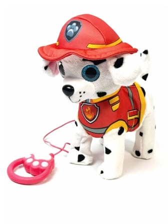 Paw Patrol Köpek Yürüyen, Havlayan Müzikli Tasmalı Kumandalı Peluş Oyuncak Marshall Kırmızı
