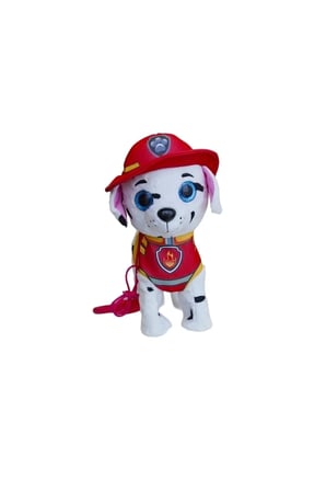 Paw Patrol Köpek Yürüyen, Havlayan Müzikli Tasmalı Kumandalı Peluş Oyuncak Marshall Kırmızı