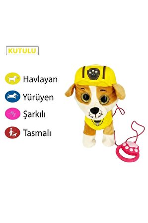 Paw Patrol Köpek Yürüyen Havlayan Müzikli Tasmalı sarı Oyuncak