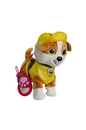 Paw Patrol Köpek Yürüyen, Havlayan Müzikli Tasmalı Kumandalı Peluş Oyuncak Rubble Sarı