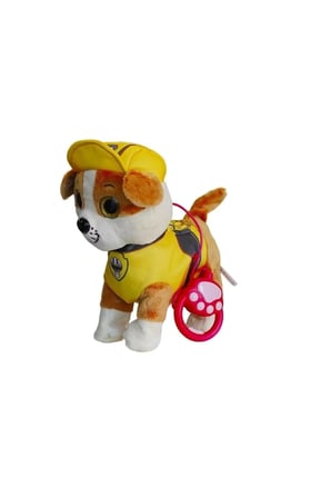 Paw Patrol Köpek Yürüyen, Havlayan Müzikli Tasmalı Kumandalı Peluş Oyuncak Rubble Sarı