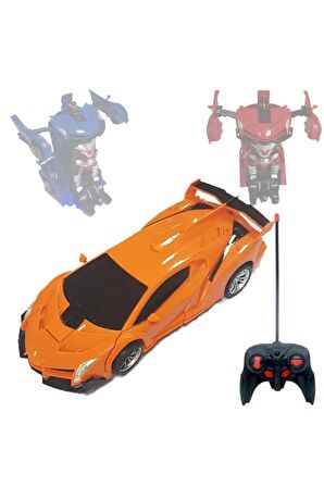Oyuncak Uzaktan Kumandalı Turuncu Transformers Tarzı Robota Dönüşen Oyuncak Araba Ferrari