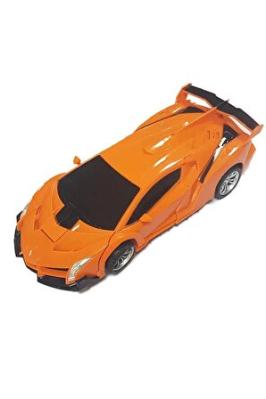 Oyuncak Uzaktan Kumandalı Turuncu Transformers Tarzı Robota Dönüşen Oyuncak Araba Ferrari