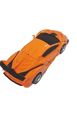 Oyuncak Uzaktan Kumandalı Turuncu Transformers Tarzı Robota Dönüşen Oyuncak Araba Ferrari