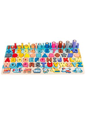 Montessori Ahşap Mıknatıslı Balık Tutma Oyunu Sayılar Harfler Şekiller Ve Halkalar