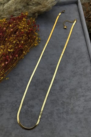 Çelik Italyan Zincir Yassı Model 60 Cm Gold