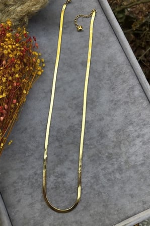 Çelik Italyan Zincir Yassı Model 60 Cm Gold