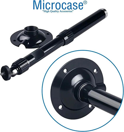 Microcase Metal Uzayabilen Döner Başlıklı CCTV Kamera Projeksiyon Duvara Monte Askı Aparatı - SİYAH AL5282