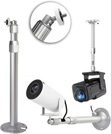 Microcase Metal Uzayabilen Döner Başlıklı CCTV Kamera Projeksiyon Duvara Monte Askı Aparatı - GÜMÜŞ AL5282