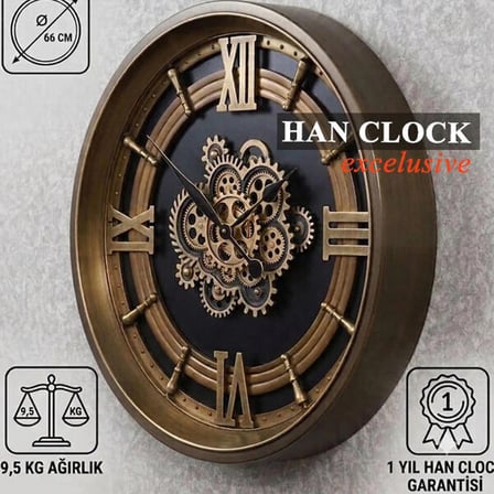Han Clock Regent 66 Komple Metal Çarklı Duvar Saati 66cm