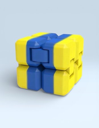 3D Baskı Sonsuzluk Küpü Infinity Cube – Stres Giderici Zeka Oyuncağı - Sarı Lacivert