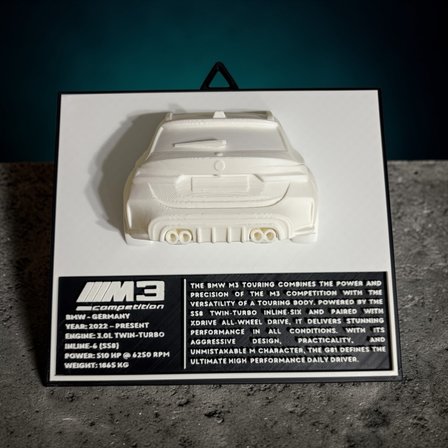BMW M3 - 3D Duvar Tablosu 18x21 cm Dekoratif Çerçeveli Otomobil Tasarım