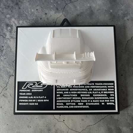 Porsche 911 RS 3D Baskı Duvar Tablosu Araba Temalı Dekoratif Tablo 19x21,5 cm