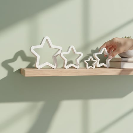 3D Baskı Dekoratif Yıldız Seti 3’lü Minimal Tasarım 9-7,5-4,5 cm