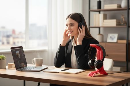 Kulaklık Standı Kırmızı Masaüstü Şık Tasarım Dayanıklı Kulaklık Askısı - 3D Baskı