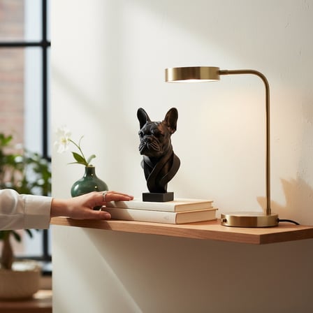 Fransız Bulldog Büst Dekoratif Heykel Modern Masa Üstü Köpek Figürü - 3D Baskı