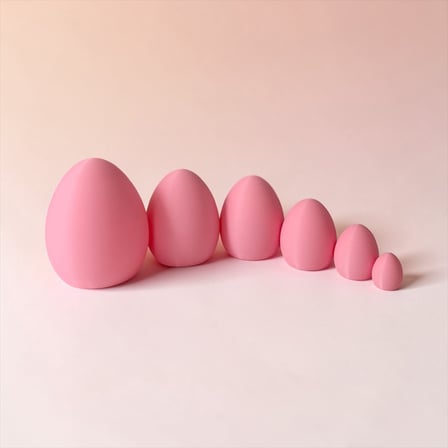 3D Baskı Pembe Paskalya Yumurtası Seti 6 Farklı Boy Dekoratif Tasarım