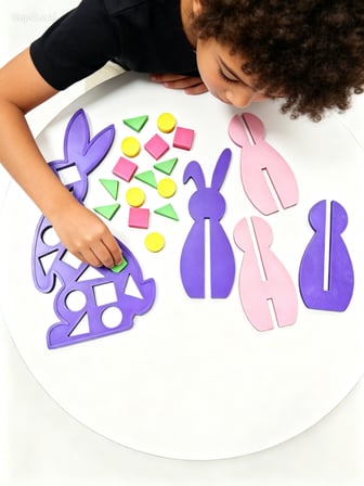 Puzzle Tavşan 24 cm & Biblo Tavşan 16 cm Eğitici Dekoratif Set - 3D Baskı