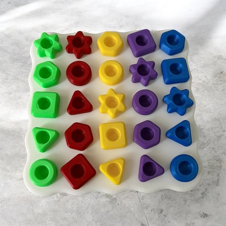 Renkli Geometrik Şekil Eşleştirme Oyunu Eğitici Zeka Geliştirici Oyun - 3D Baskı