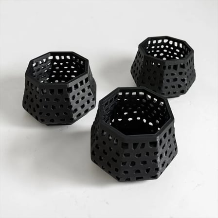 Modern Geometrik 3lü Dekoratif Mumluk Seti - Siyah Sofra ve Salon Aksesuarı
