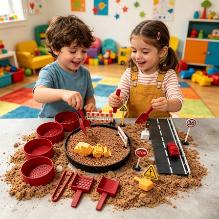 Montessori Yol Yapım Duyusal Oyun Tepsisi Seti 3D Baskı Kum Aktivite Oyuncağı