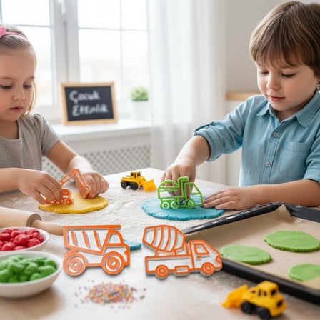 İnşaat Araçları Oyun Seti Duyusal Oyun Montessori 4’lü Figür Seti - 3D Baskı