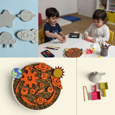 Uzay Temalı Duyu Oyun Seti - Çocuk Gelişim Aktivite Seti - 3D Baskı