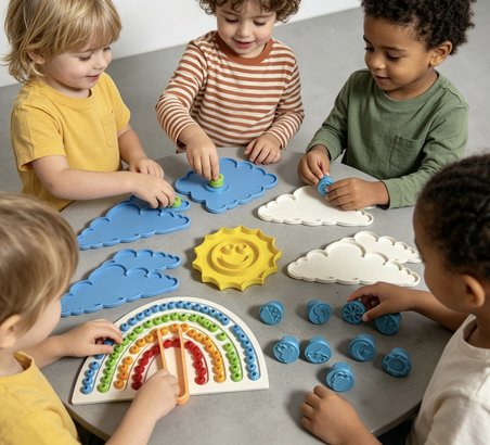 Gökkuşağı Eğitici Oyuncak Seti Duyu Gelişim Montessori Aktivite Oyunu - 3D Baskı