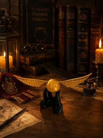 Golden Snitch Dekoratif Masa Objesi 3D Baskı Harry Potter Temalı 21 cm