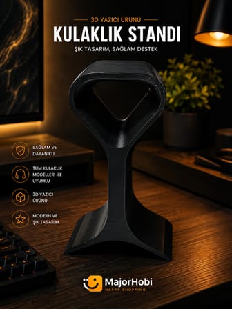 Kulaklık Standı 23 cm Masaüstü Kulaklık Tutucu Modern Tasarım 3D Baskı