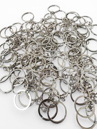 25 MM Nikel Anahtarlık Halkası Zincirli Anahtarlık Aparatı Dayanıklı Metal - 10.000 Adet