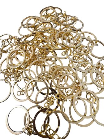 25 MM Nikel Altın Renk Anahtarlık Halkası Zincirli Anahtarlık Aparatı Dayanıklı Metal - 1.000 Adet