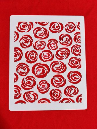 Gül Desenli Stencil Şablon  Kumaş Ahşap Duvar Boyama Dekor Kalıbı