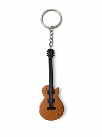 Gitar Anahtarlık  Elektro Gitar Tasarımlı 3D Baskı Müzik Temalı Anahtarlık Kahverengi