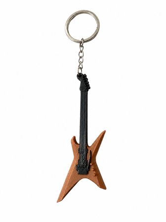 Kahverengi Rock Gitar Anahtarlık  Elektro Gitar Tasarımlı 3D Baskı Anahtarlık - 10 Adet
