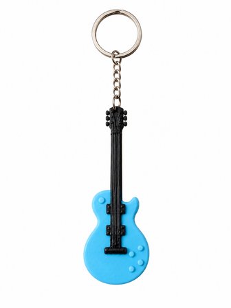 Mavi Gitar Anahtarlık  Elektro Gitar Tasarımlı 3D Baskı Müzik Anahtarlığı - 10 Adet