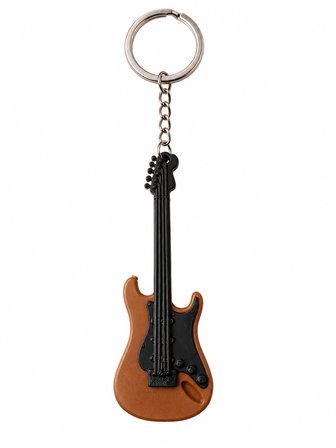 Bas Gitar Anahtarlık  Kahverengi Elektro Gitar Tasarımlı 3D Baskı Anahtarlık - 10 Adet