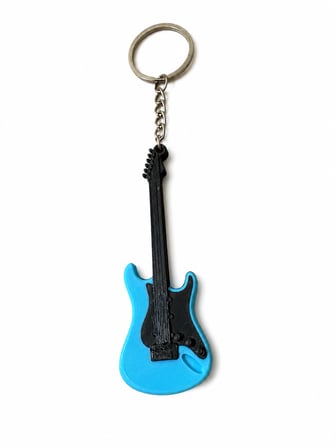 Mavi Bas Gitar Anahtarlık  3D Baskı Müzik Temalı Dekoratif Anahtarlık